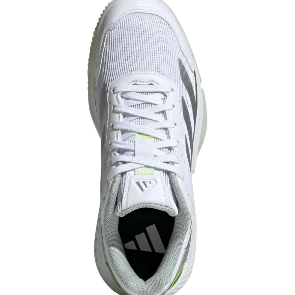 Adidas Courtquick padelschoenen dames cloud white silver metallic lucid lemon