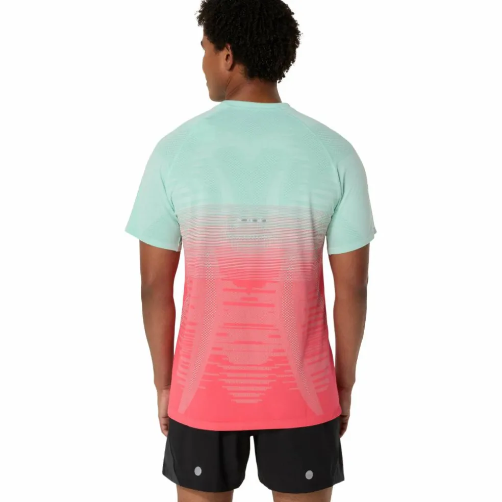 Asics Seamless SS hardloopshirt heren coral reef oasis green