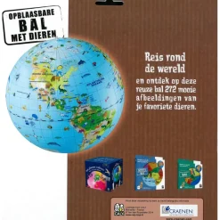 Caly Toys Wereldkaart met dieren opblaasbare bal 50 cm