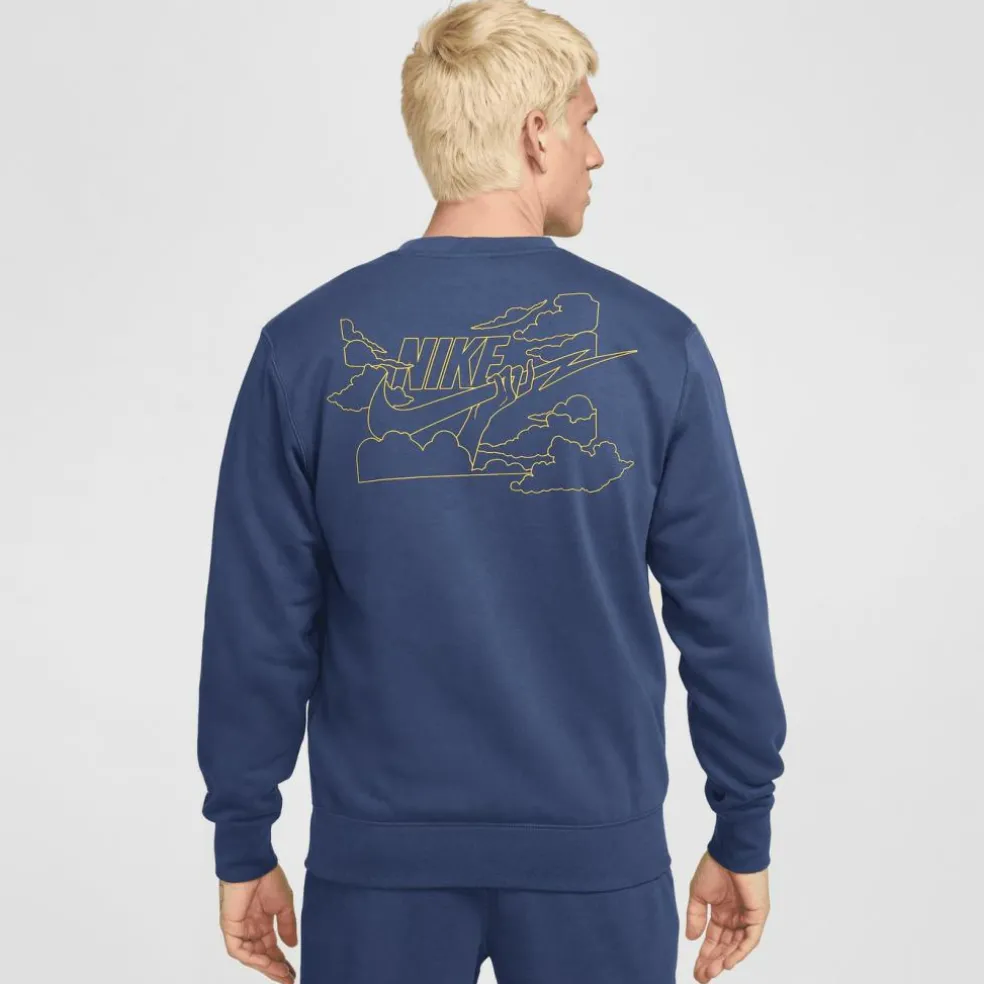 Nike Club FT Crew Bolt sweater heren midnight navy lightening