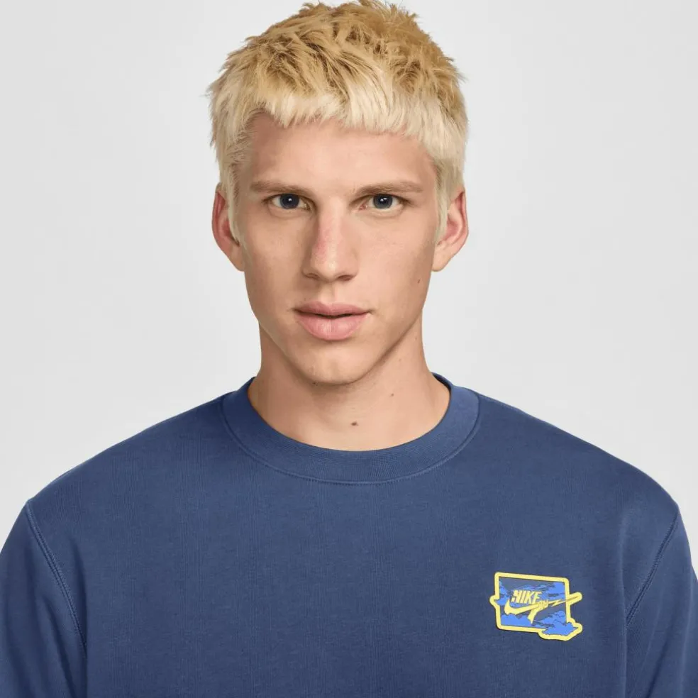 Nike Club FT Crew Bolt sweater heren midnight navy lightening