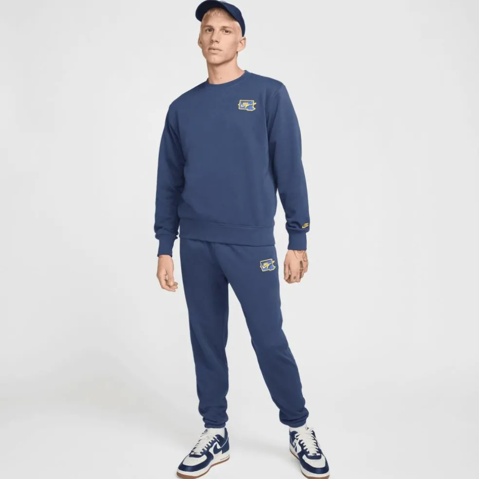 Nike Club FT Crew Bolt sweater heren midnight navy lightening