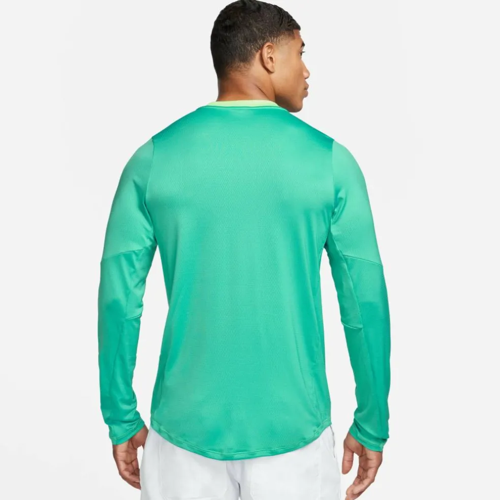 Nike Court Dri-FIT Advantage tennisshirt heren washed teal lime blast white