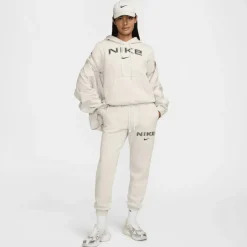 Nike Sportswear Phoenix Fleece Logo hoodie dames light  orewood brown white armor