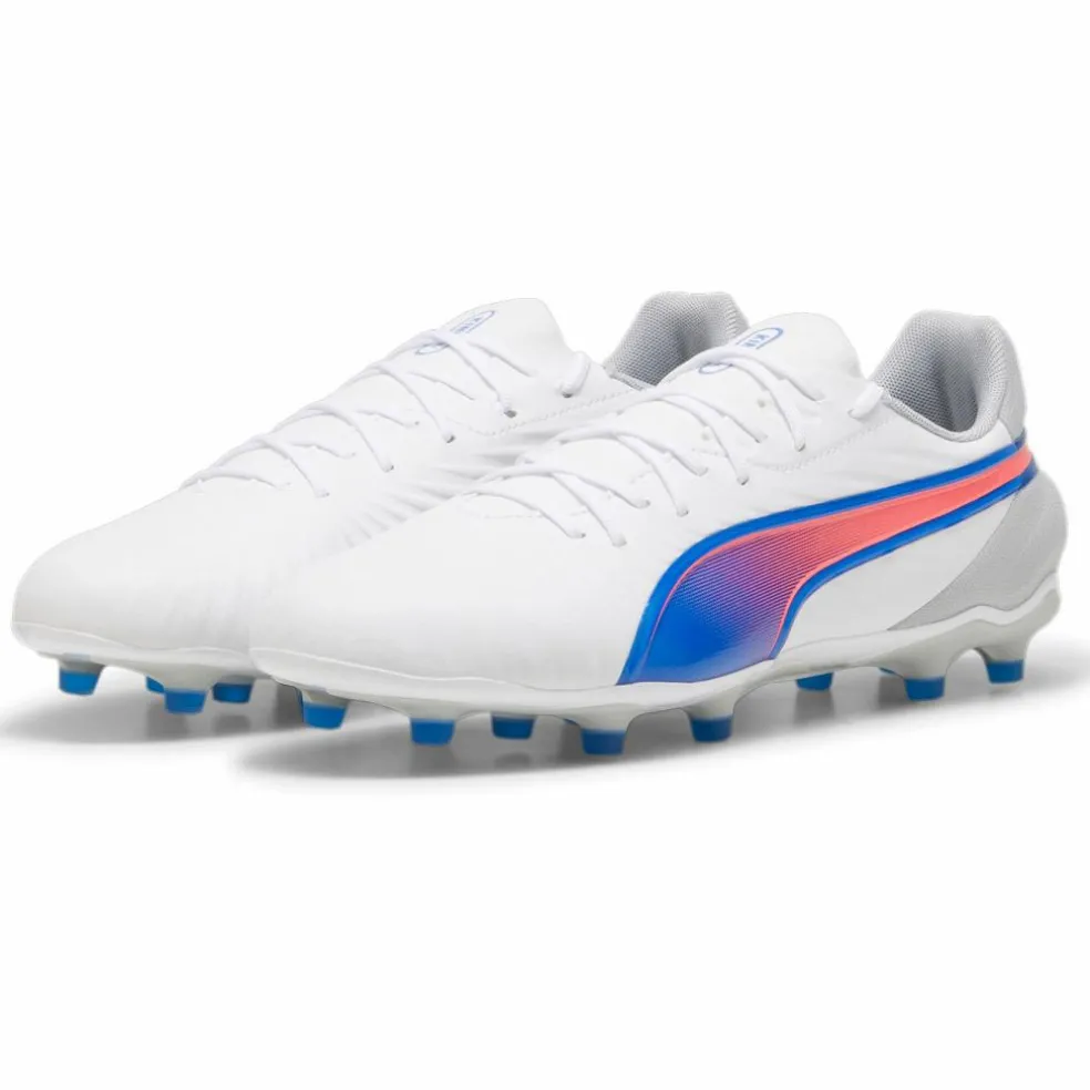 Puma KING MATCH FG AG voetbalschoenen heren PUMA white bluemazing flat light grey