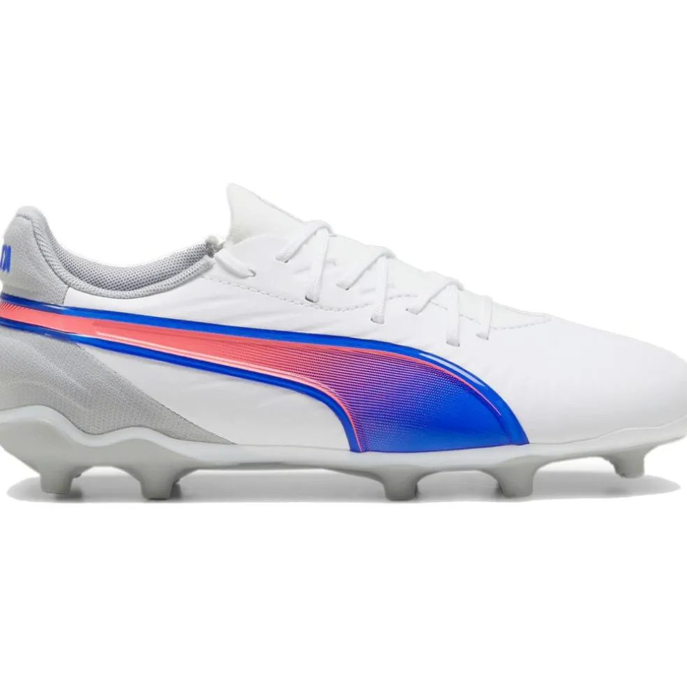 Puma KING MATCH FG AG voetbalschoenen junior PUMA white bluemazing flat light grey
