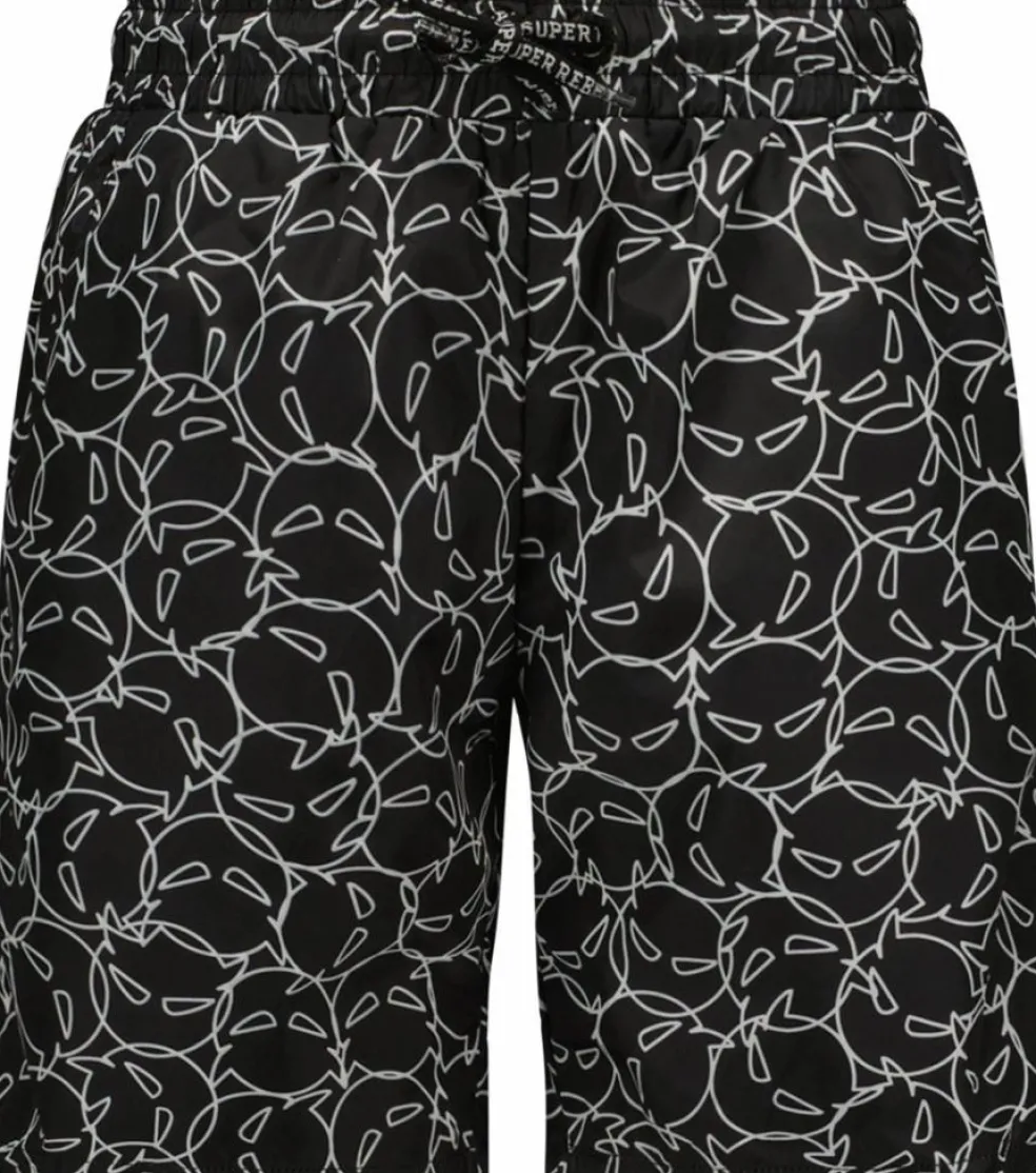 SuperRebel Bay all over print zwembroek junior multi black white