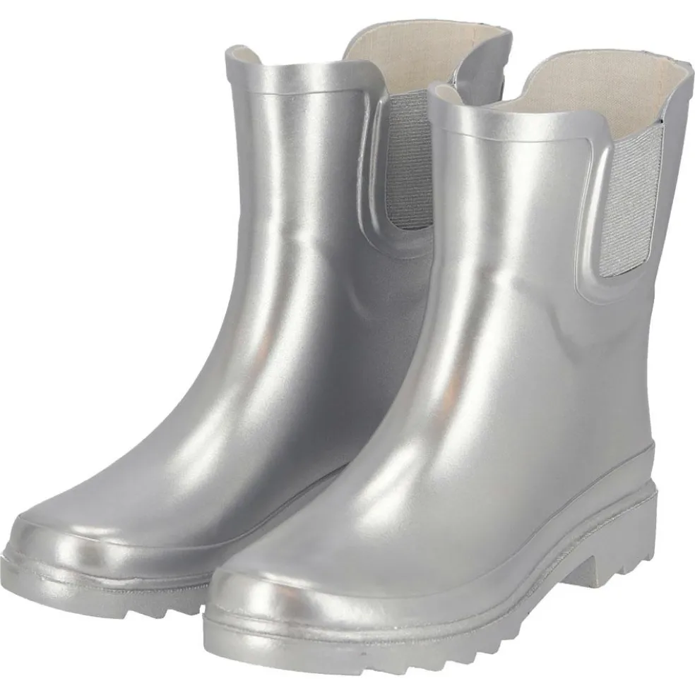 XQ Chelsea regenlaarzen dames silver metallic