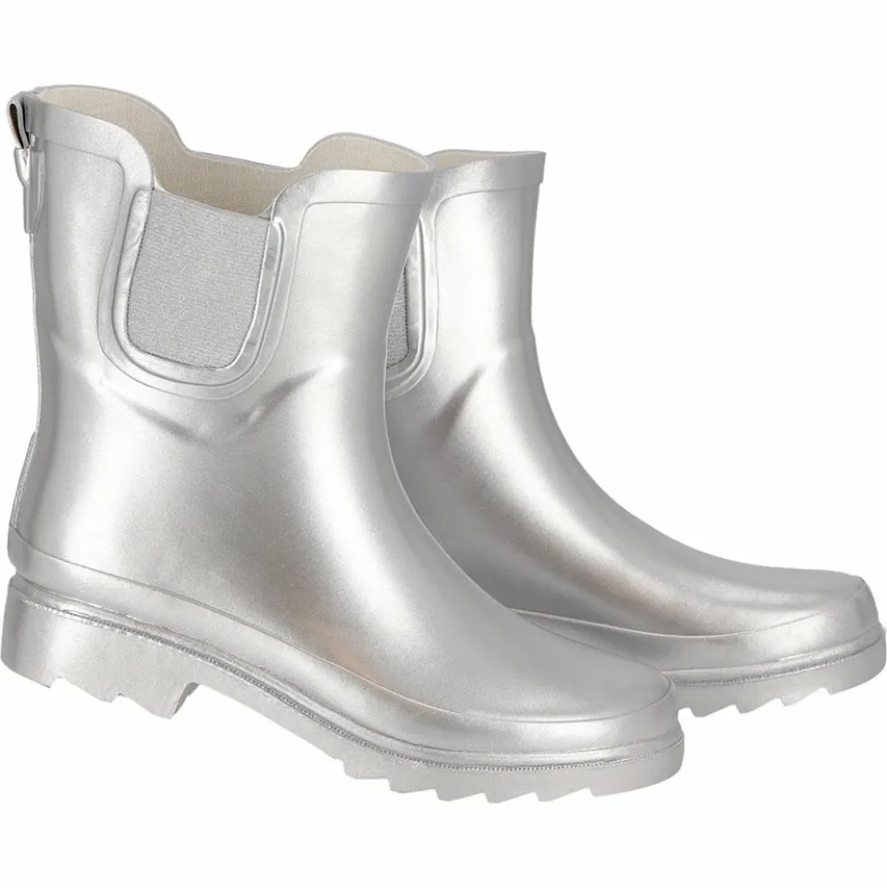 XQ Chelsea regenlaarzen dames silver metallic